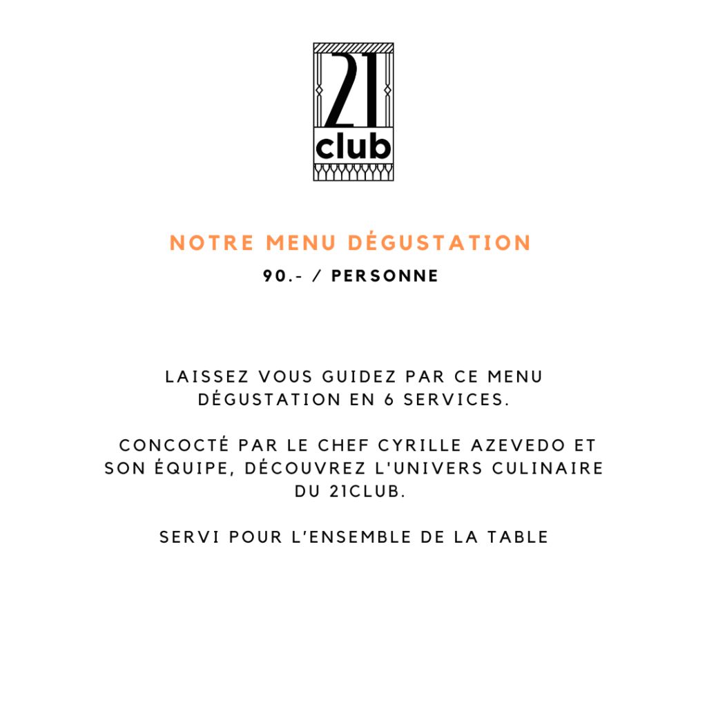 Notre Menu – 21Club