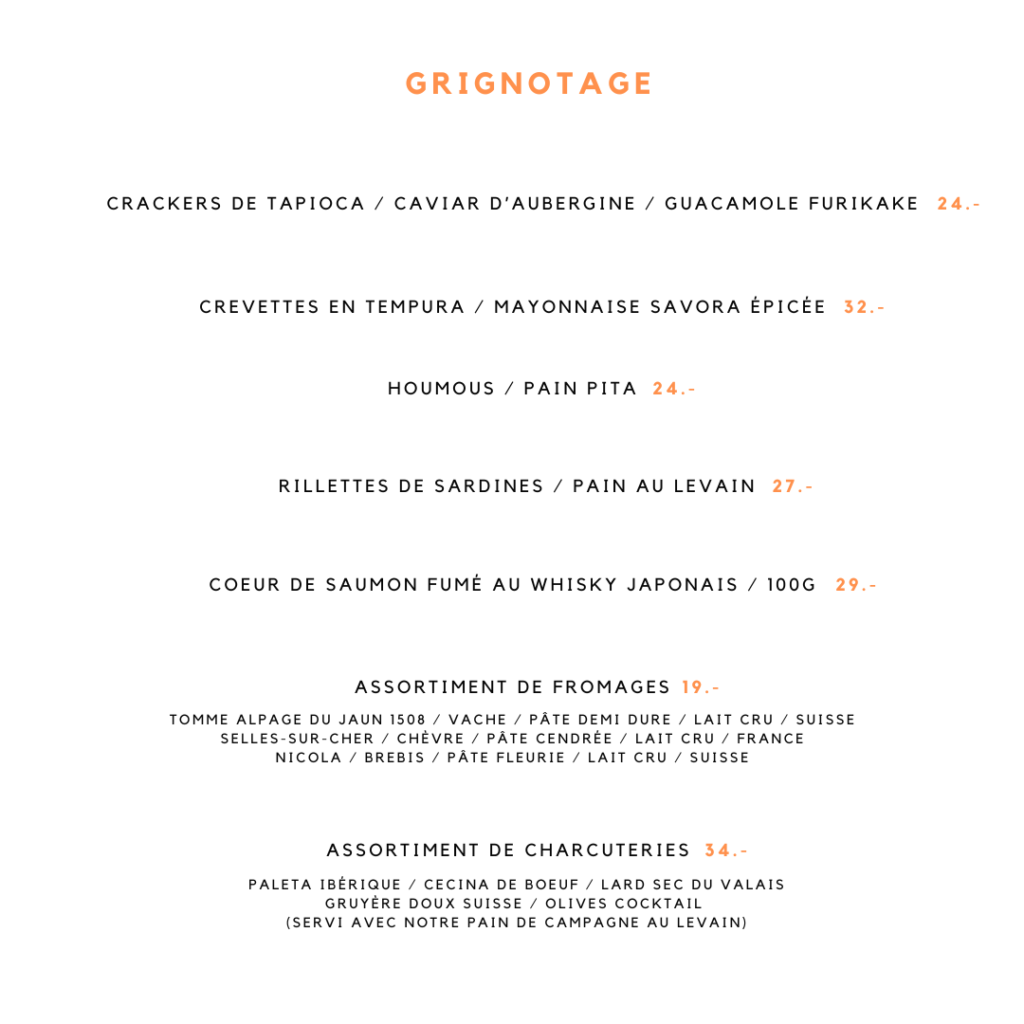 Notre Menu – 21Club